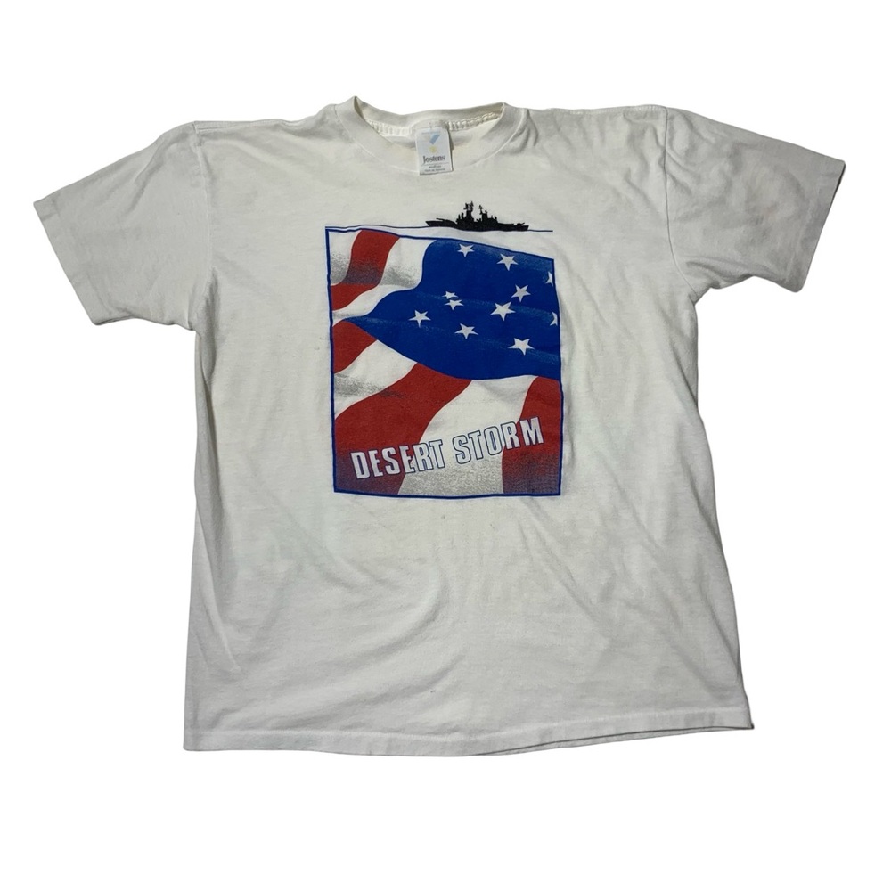 Desert Storm Vintage 1991 90’s Single Stitch Military Shirt American Flag M